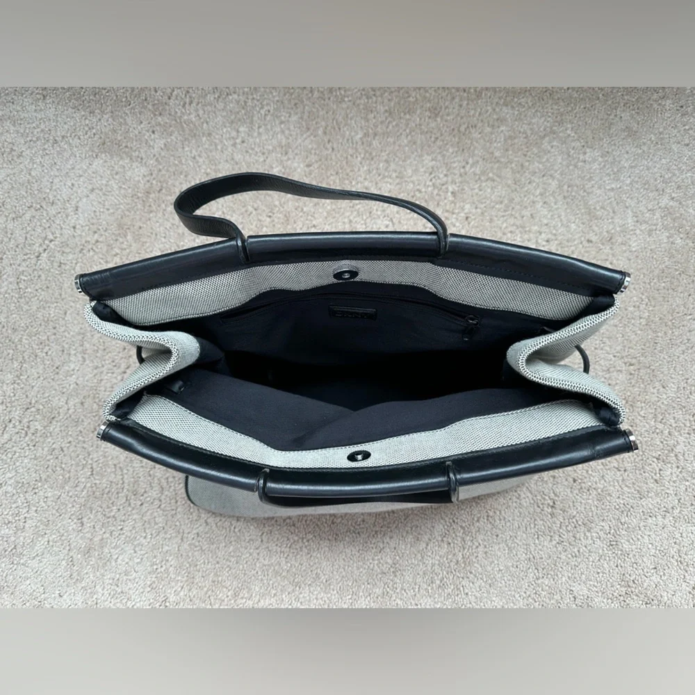 Black & Cream Women’s Tote Bag - Classic Canvas and Leather